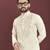 Off white mirror work soft silk kurta set for men