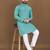 Teal green  rayon embroidered sqeuence work kurta pajama set