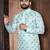 Sky blue embroidered italian silk kurta set for men
