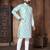 Sky blue embroidered italian silk kurta set for men