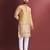 Light orange amboj work cotton kurta set for men