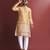 Light orange amboj work cotton kurta set for men