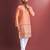 Orange amboj work cotton kurta set for men