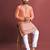 Orange amboj work cotton kurta set for men