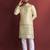 Yellow amboj work cotton kurta set for men