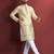 Yellow amboj work cotton kurta set for men