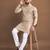 Beige embroidered jacquard kurta set for men