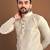 Light yellow embroidered jacquard kurta set for men
