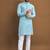 Sky blue embroidered jacquard kurta set for men
