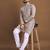 Gray embroidered jacquard kurta set for men