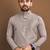 Gray embroidered jacquard kurta set for men