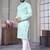 Sky blue embroidered royal linen kurta set for men