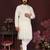 White embroidered silk kurta set for men
