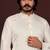 White embroidered silk kurta set for men