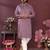 Purple embroidered silk kurta set for men