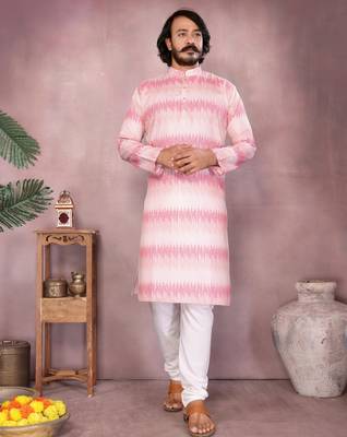 Pink cotton sequin kurta set 1