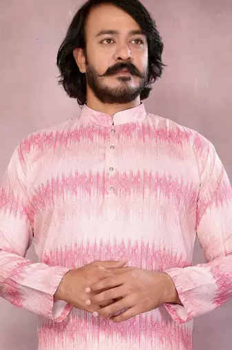 Pink cotton sequin kurta set
