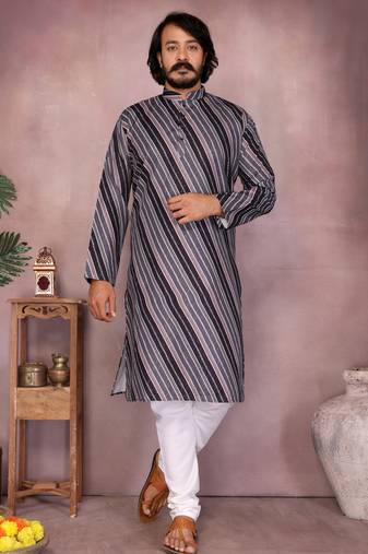 Grey cotton sequin kurta set
