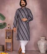 Grey cotton sequin kurta set