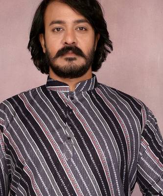 Grey cotton sequin kurta set 2