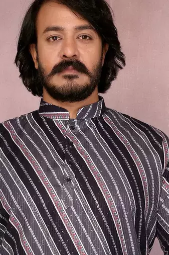 Grey cotton sequin kurta set