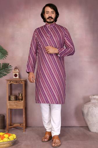 Purple cotton sequin kurta set