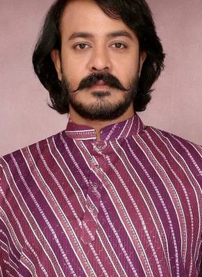 Purple cotton sequin kurta set 2