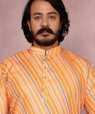 Orange cotton sequin kurta set 2