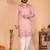 Pink embroidered linen cotton kurta for men