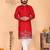 Red embroidered linen cotton kurta for men