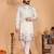 White embroidered linen cotton kurta for men