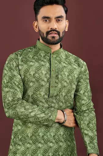 Green digital print kurta