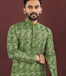 Green digital print kurta