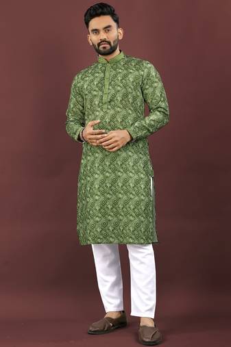 Green digital print kurta