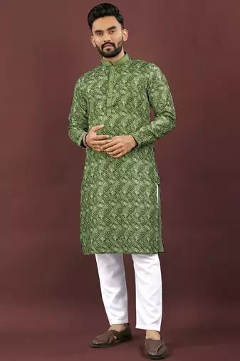Green digital print kurta