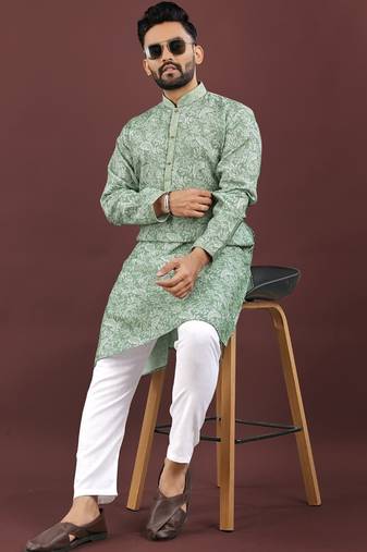 Pista green digital print kurta