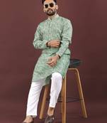 Pista green digital print kurta
