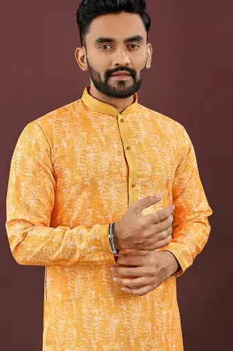 Light yellow digital print kurta