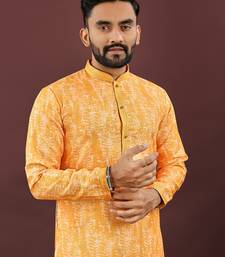 Light yellow digital print kurta