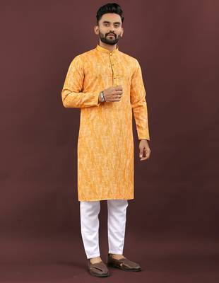 Light yellow digital print kurta 1