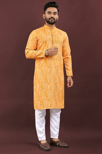 Light yellow digital print kurta