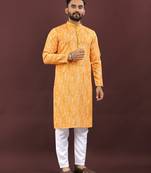 Light yellow digital print kurta
