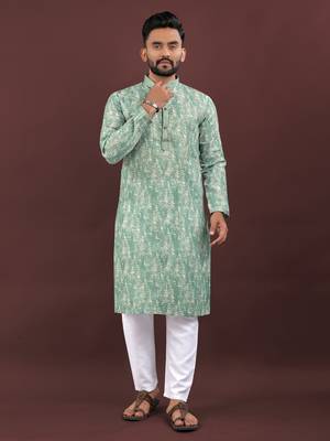 Sea green digital print kurta 1