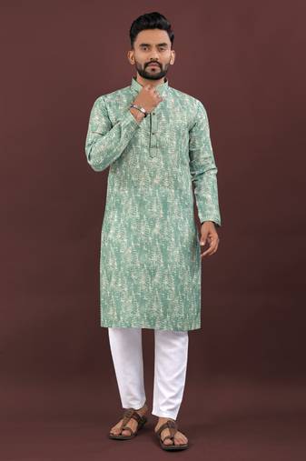Sea green digital print kurta