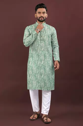 Sea green digital print kurta