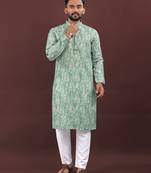 Sea green digital print kurta