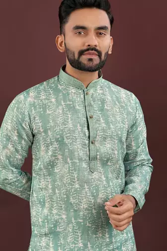 Sea green digital print kurta
