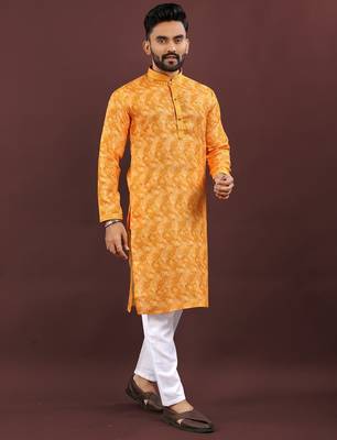 Dark yellow digital print kurta 1