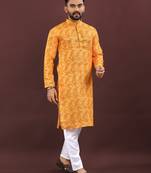 Dark yellow digital print kurta