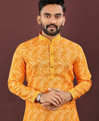 Dark yellow digital print kurta 2